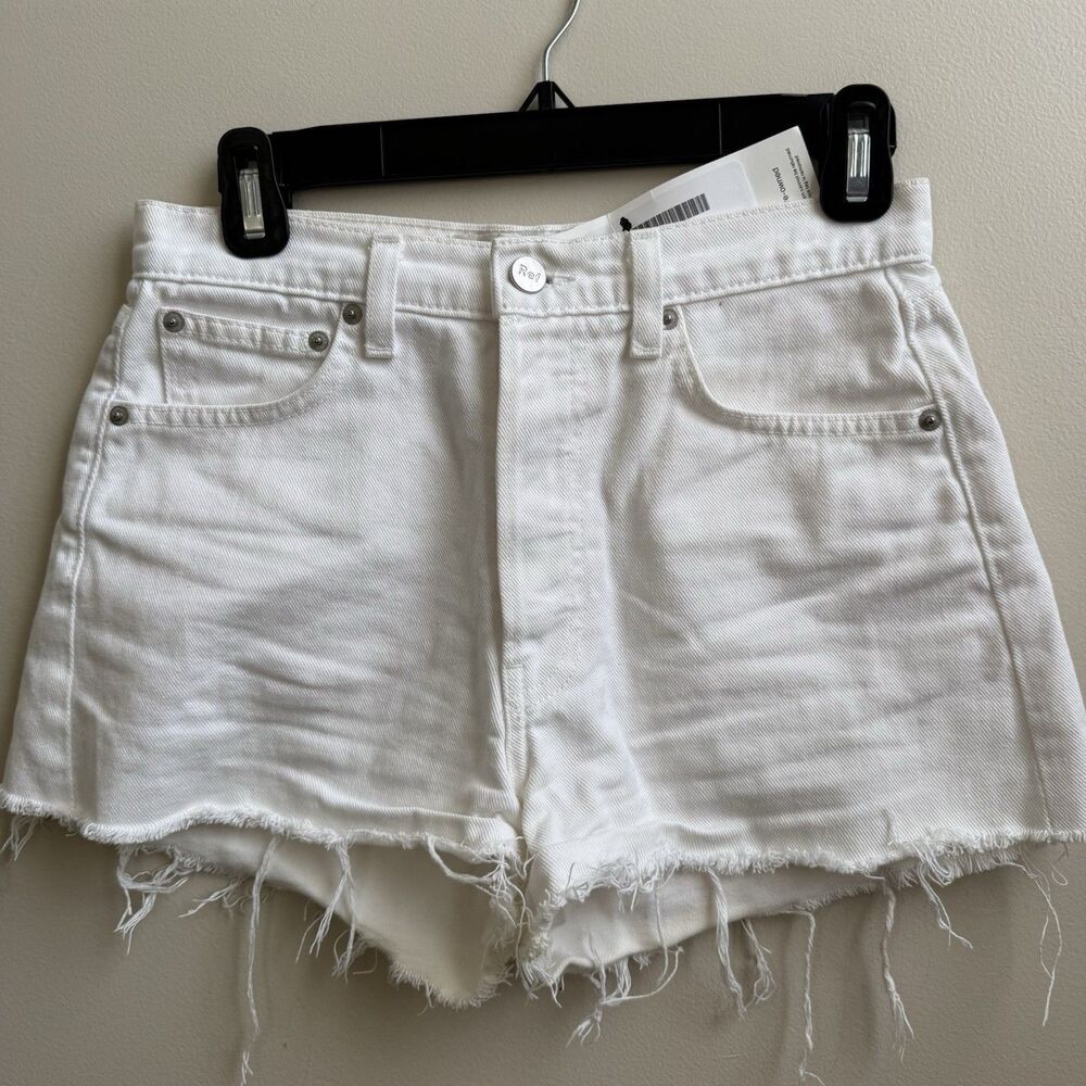 Reformation Dixie Jean Short Size 26 White Cut-Off Denim Made in USA
